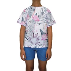 Tropical Flamingos Kids  Short Sleeve Swimwear by Sobalvarro