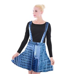 City Blue Building Construction Suspender Skater Skirt