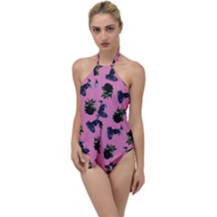 Gothic Girl Rose Light Pink Pattern Go With The Flow One Piece Swimsuit by snowwhitegirl