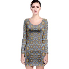 Florals Striving To Be In The Hole World As Free Long Sleeve Bodycon Dress by pepitasart