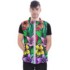 Hibiscus Flower Plant Tropical Men s Puffer Vest by Simbadda