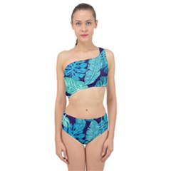 Tropical Greens Leaves Design Spliced Up Two Piece Swimsuit by Simbadda