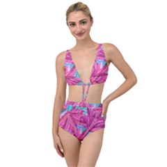 Leaves Tropical Reason Stamping Tied Up Two Piece Swimsuit by Simbadda
