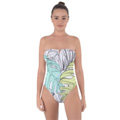 Leaves Tropical Plant Summer Tie Back One Piece Swimsuit by Simbadda