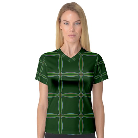 Background Pattern Design Geometric Green V-neck Sport Mesh Tee by Sudhe