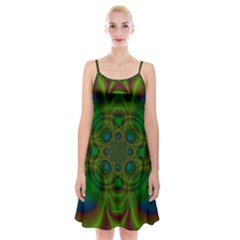 Abstract Background Design Green Spaghetti Strap Velvet Dress