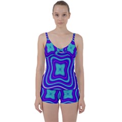 Abstract Artwork Fractal Background Blue Tie Front Two Piece Tankini by Sudhe