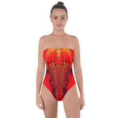 Digital Arts Fractals Futuristic Red Yellow Black Tie Back One Piece Swimsuit by Pakrebo