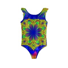 Digital Art Fractal Artwork Flower Kids  Frill Swimsuit by Pakrebo
