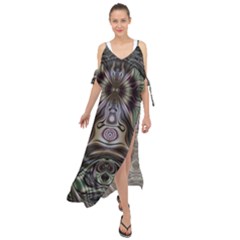 Digital Art Fractal Artwork Maxi Chiffon Cover Up Dress by Pakrebo