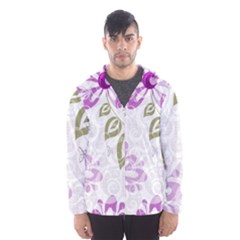 Beautiful Purple Flower Butterflies Pattern Men s Hooded Windbreaker by fashionpod