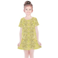 Flowers Decorative Ornate Color Yellow Kids  Simple Cotton Dress by pepitasart