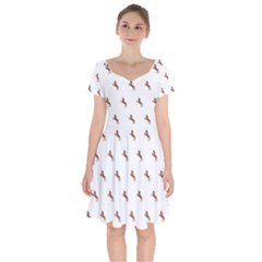 Red Unicorn Short Sleeve Bardot Dress - White Feet  by tigstogs