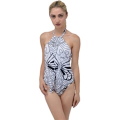 Mandala Butterfly Insect Go With The Flow One Piece Swimsuit by Wegoenart