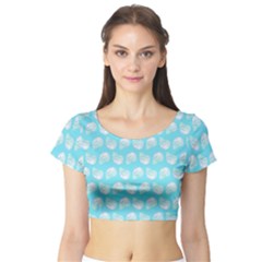 Glitched Candy Skulls Short Sleeve Crop Top by VeataAtticus