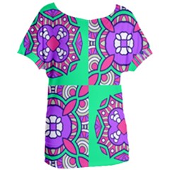 Purple Shapes On A Green Background                       Women s Oversized Tee by LalyLauraFLM