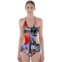 Vintage Girls Floral Collage Cut-Out One Piece Swimsuit View1