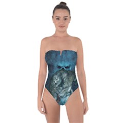 Aweome Troll With Skulls In The Night Tie Back One Piece Swimsuit by FantasyWorld7