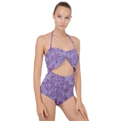 Baroque Fantasy Flowers Ornate Festive Scallop Top Cut Out Swimsuit by pepitasart
