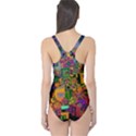 Modern Geometric Art   Dancing In The City Background Solid Dark Blue One Piece Swimsuit View2
