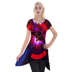 Science Fiction Cover Adventure Short Sleeve Side Drop Tunic by Pakrebo