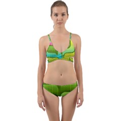 Background Color Texture Bright Wrap Around Bikini Set by Pakrebo
