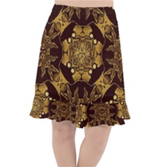 Gold Black Book Cover Ornate Fishtail Chiffon Skirt