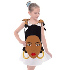 African American Woman With ?urly Hair Kids  Tie Up Tunic Dress by bumblebamboo