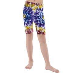 Rainbow Chrysanthemum Kids  Mid Length Swim Shorts by bloomingvinedesign