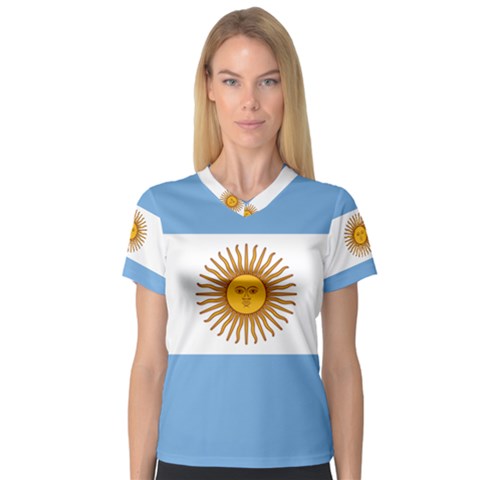 Argentina Flag V-neck Sport Mesh Tee by FlagGallery