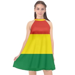 Bolivia Flag Halter Neckline Chiffon Dress  by FlagGallery