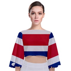 Costa Rica Flag Tie Back Butterfly Sleeve Chiffon Top by FlagGallery