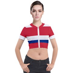 Costa Rica Flag Short Sleeve Cropped Jacket by FlagGallery