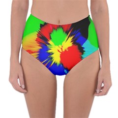 Color Halftone Grid Raster Image Reversible High-waist Bikini Bottoms by Pakrebo