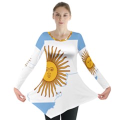 Flag Map Of Argentina & Islas Malvinas Long Sleeve Tunic  by abbeyz71