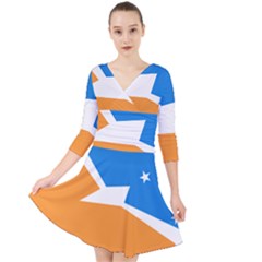 Flag Of Tierra Del Fuego Province, Argentina Quarter Sleeve Front Wrap Dress by abbeyz71