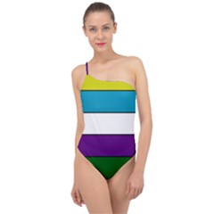 Flag Of Rio Grande, Argentina Classic One Shoulder Swimsuit by abbeyz71