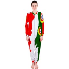 Portugal Flag Borders Cartography Onepiece Jumpsuit (ladies)  by Sapixe