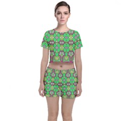 Circles And Other Shapes Pattern                           Crop Top And Shorts Co-ord Set by LalyLauraFLM