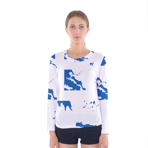 Greece Country Europe Flag Borders Women s Long Sleeve Tee by Sapixe