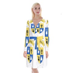 Coat Of Arms Of The French Southern And Antarctic Lands Long Sleeve Velvet Front Wrap Dress by abbeyz71