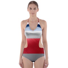 Costa Rica Flag Country Symbol Cut-out One Piece Swimsuit by Sapixe