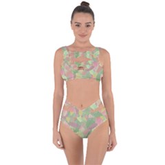Watercolor Leaves Pattern Bandaged Up Bikini Set  by Valentinaart