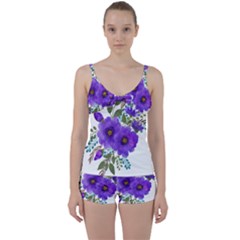 Watercolour Flowers Spring Floral Tie Front Two Piece Tankini by Pakrebo