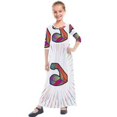 Strength Strong Arm Muscles Kids  Quarter Sleeve Maxi Dress by HermanTelo