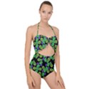 Flowers Pattern Background Scallop Top Cut Out Swimsuit View1