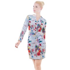 Floral Bouquet Button Long Sleeve Dress by Sobalvarro