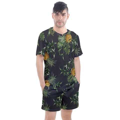 Pineapples Pattern Men s Mesh Tee And Shorts Set by Sobalvarro