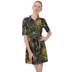 Pineapples Pattern Belted Shirt Dress by Sobalvarro