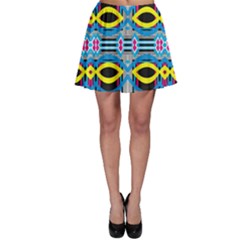 Yellow And Blue Ovals                                     Skater Skirt by LalyLauraFLM